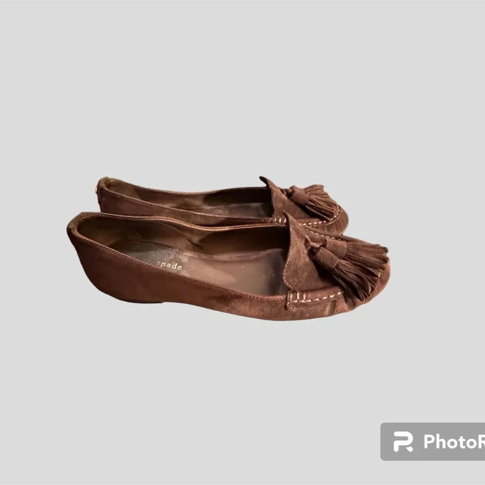 Kate Spade size 7 brown suede  flats with  tassels